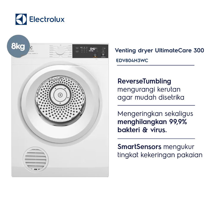 Electrolux Venting Dryer UltimateCare 300 8kg - EDV804H3WC | EDV 804H3WC